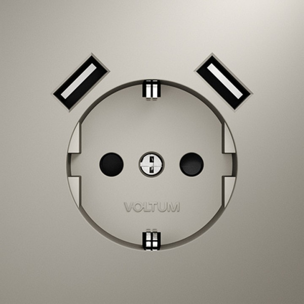 Розетка с заземлением и со шторкой и 2хUSB type A без рамки Voltum S70 VLS040403
