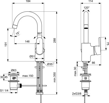 Смеситель для раковины Ideal Standard Vito B0410AA
