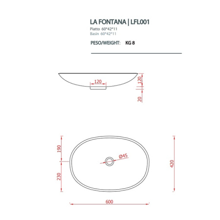 Раковина Artceram La Fontana LFL001 01 00
