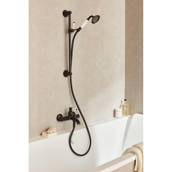 Душевая стойка Jacob Delafon Louise E24368-BL со смесителем черная матовая/белая глянцевая