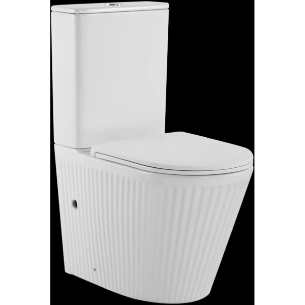 Унитаз-компакт CeramaLux TR2175 безободковый, торнадо, с сиденьем микролифт, белый