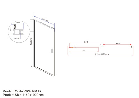 Душевая дверь Vincea Garda VDS-1G115CH