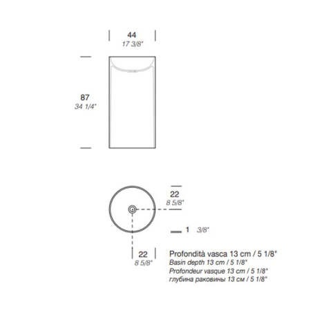 Раковина Milldue Tube 44 7300*0 Bianco Opaco