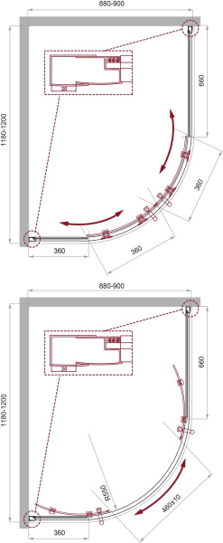 Душевой уголок BelBagno Uno-195 UNO-195-RH-2-120/90-C-Cr