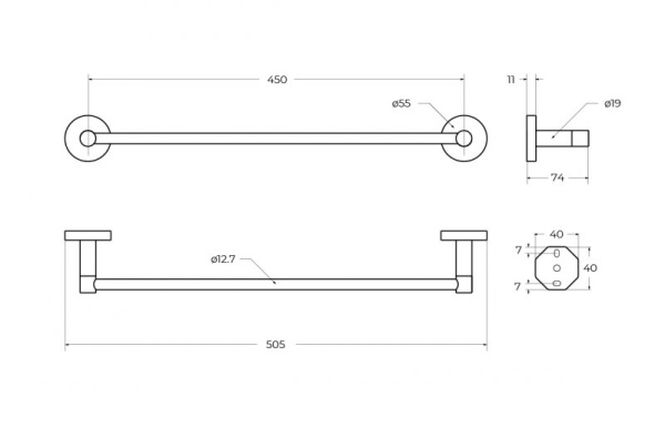 Полотенцедержатель 50,5 см Cezares Relax RELAX-TH-50-BORO брашированное золото