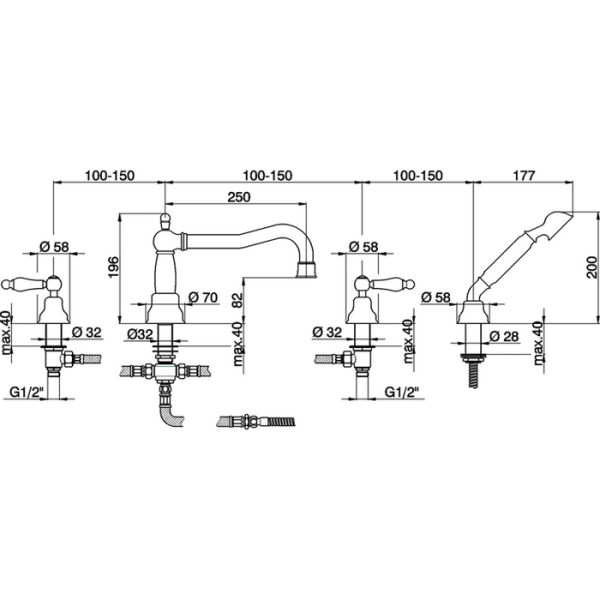 Смеситель для ванны Cisal Arcana Toscana TS00026427 бронза