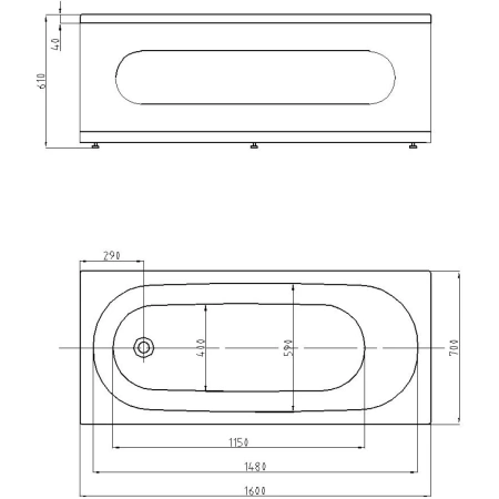 Акриловая ванна Aquatek Оберон OBR160-0000086 160x70 см, белый