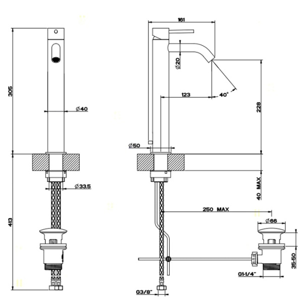 Смеситель для раковины Gessi 316 54004#239 нержавейка