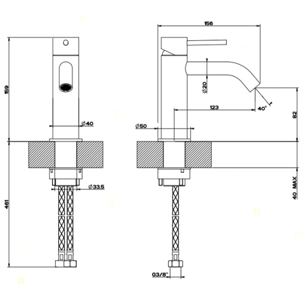 Смеситель для раковины Gessi 316 54002#239 нержавейка