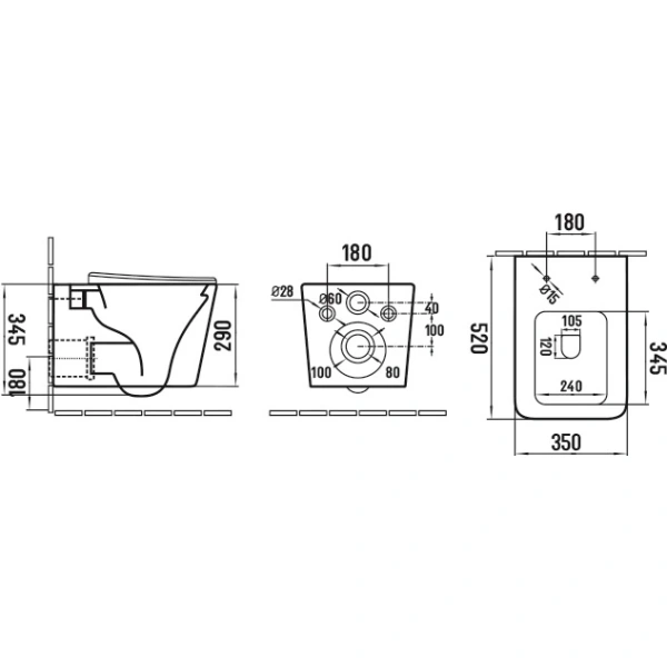 Унитаз подвесной Boheme Zen 967-SET-L безободковый, с сиденьем микролифт, серый матовый