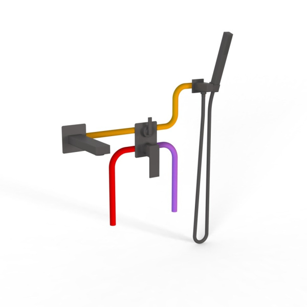 Смеситель для ванны Paini Grazia 21PZSET26911BATH с душевым гарнитуром черный матовый