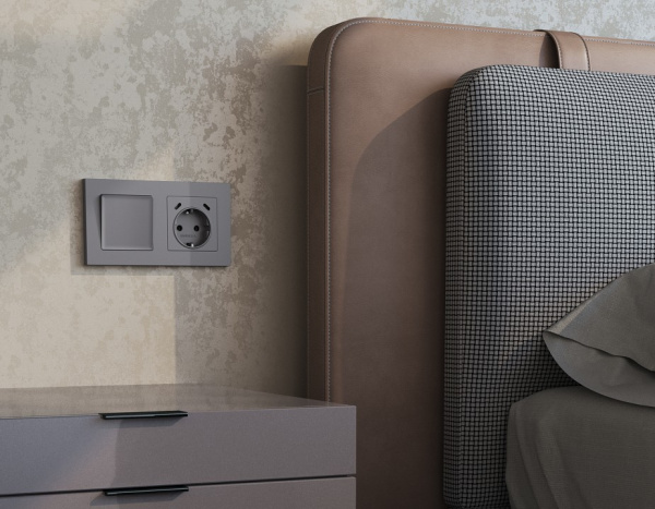 Накладка для розетки с заземлением и со шторками и 2хUSB type С Ambrella Volt ALFA AP5105