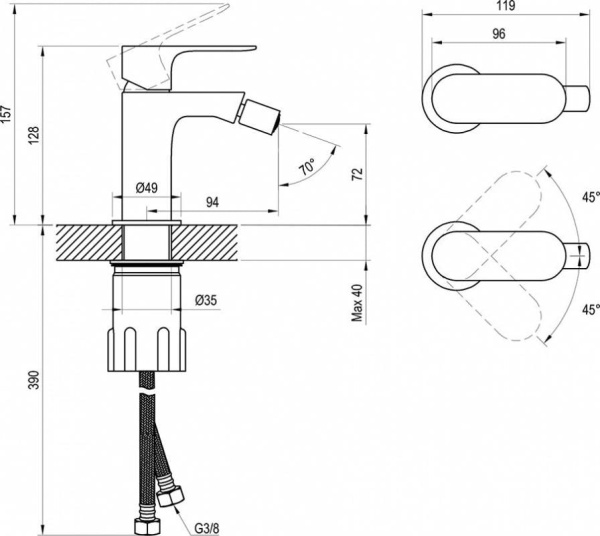 Смеситель для биде Ravak Eleganta X070215