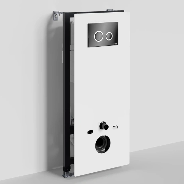 Инсталляция для унитаза WasserKRAFT Abens 20 20TLT.010.ME.WH.PB01 с кнопкой смыва, черный глянец/хром/черный глянец