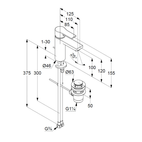 Смеситель для раковины Kludi Zenta SL 482903965 черный матовый