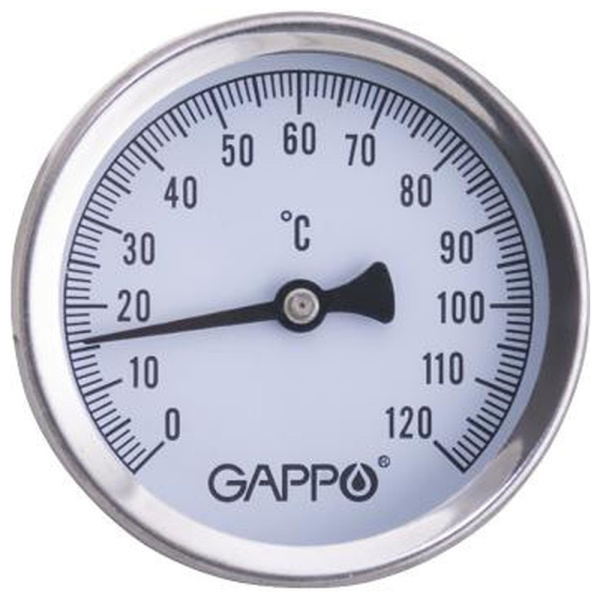 Термометр Gappo биметаллический накладной с пружиной 1"-2" x 0-120C