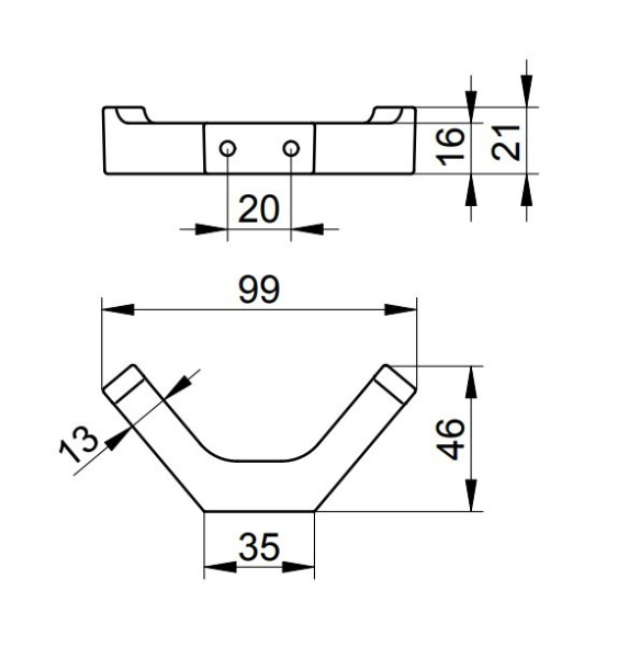 Крючок для ванной Keuco Edition 11 11115130000 двойной хром черный шлифованный