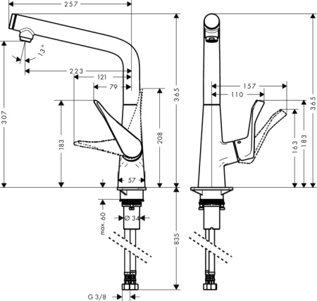Смеситель для кухни hansgrohe METRIS 14883800