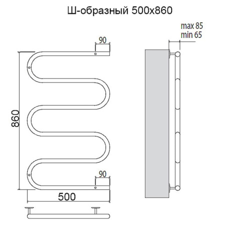 Полотенцесушитель электрический Terminus Ш-образный 500х800 4620768883965