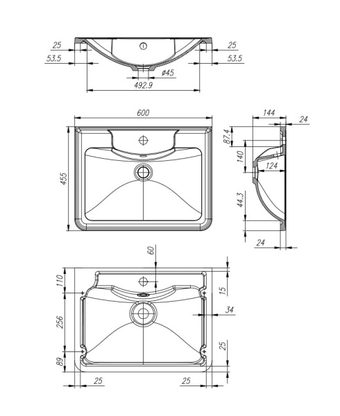 Раковина BelBagno BB600/455-LV-MR-ALR