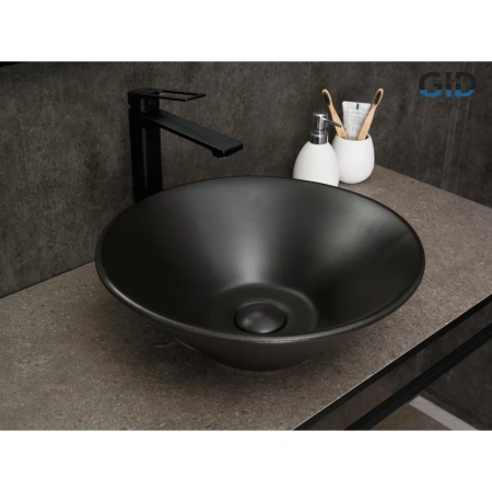 Раковина-чаша GID N9102bg 42x42 см, накладная, черный графит
