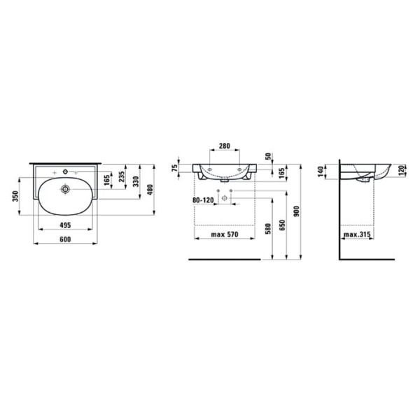 Раковина Laufen Classic 60 8.1385.3.000.109.1