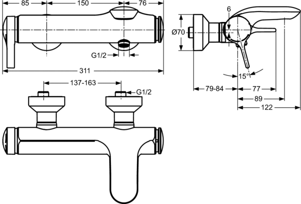 Смеситель для ванны Ideal Standard Melange A4271AA