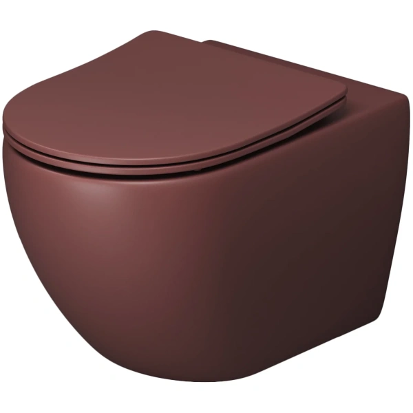 Унитаз подвесной Grossman GR-4411VIMS безободковый, с сиденьем микролифт, бордовый матовый