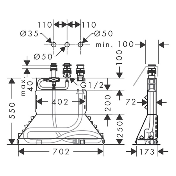 Встраиваемая часть смесителя на борт ванны Axor MyEdition 15485180