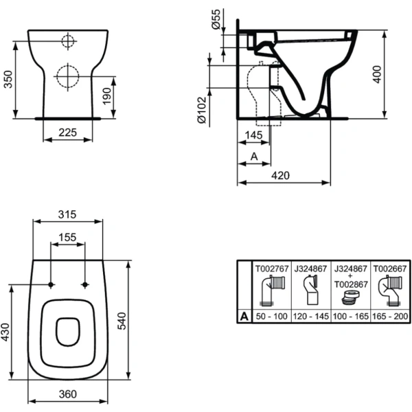 Приставной унитаз Ideal Standard Esedra T281201
