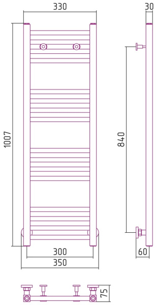 Полотенцесушитель водяной Сунержа Модус 100x30 (00-0250-1030)