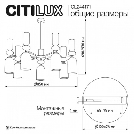 Люстра на штанге Citilux TENDY CL244171