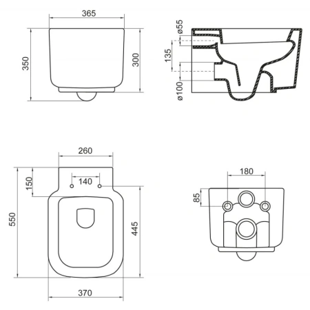 Унитаз подвесной BelBagno Vaso BB127CH белый