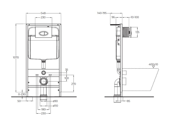 Инсталляция для унитаза BelBagno BB026BB082BL с кнопкой белый