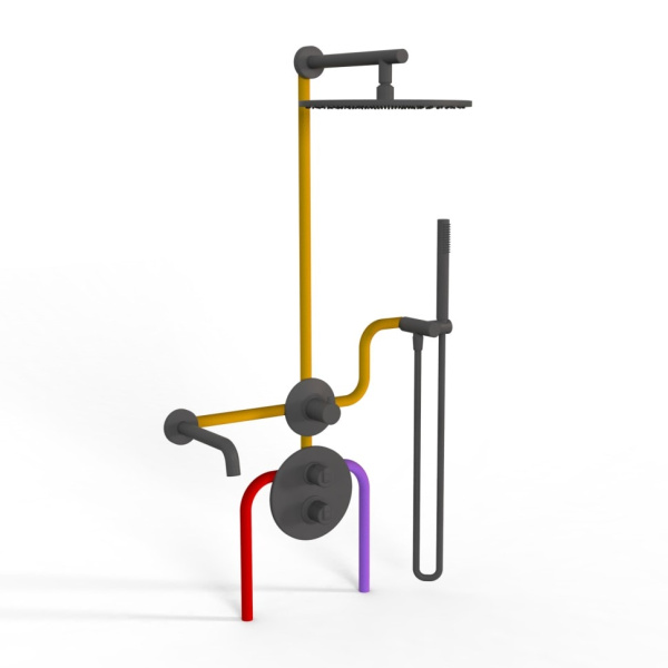 Душевой комплект Paini Cox 78PZSET36911THSHBATH черный матовый