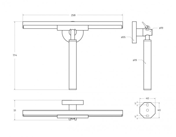 Скребок для душевой шторки Cezares Relax RELAX-SV-GM оружейная сталь