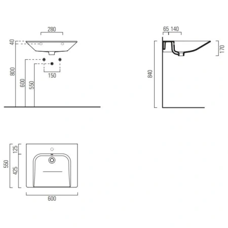 Раковина 60x55 см GSI Community 7635011