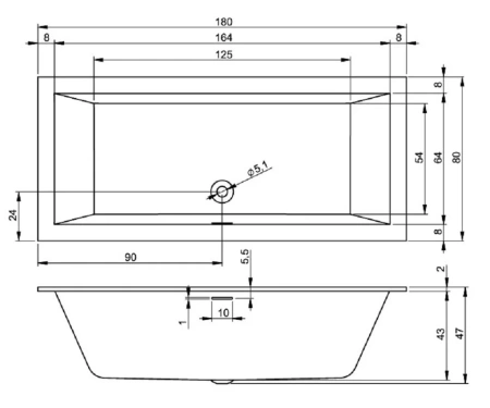 Акриловая ванна Riho Rething Cubic 180х80 B106013005 белый