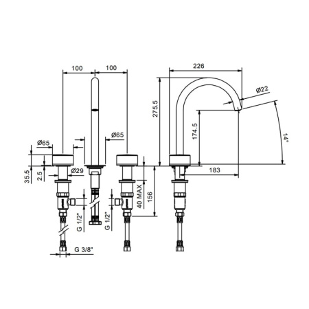Смеситель для раковины Fantini Nice 65 02 S104SW