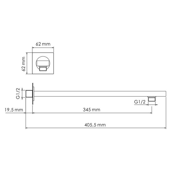 A5848.090.118.271.010.137  Встраиваемый комплект для душа с верхней душевой насадкой и лейкой