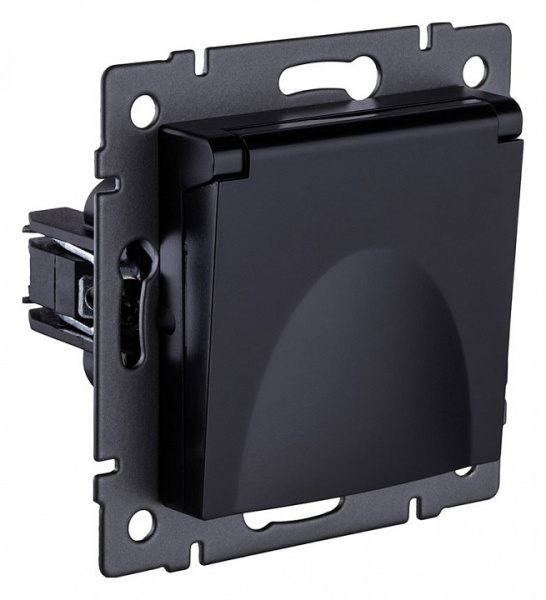 Розетка с заземлением с крышкой, без рамки Kollinger  REA-006BK