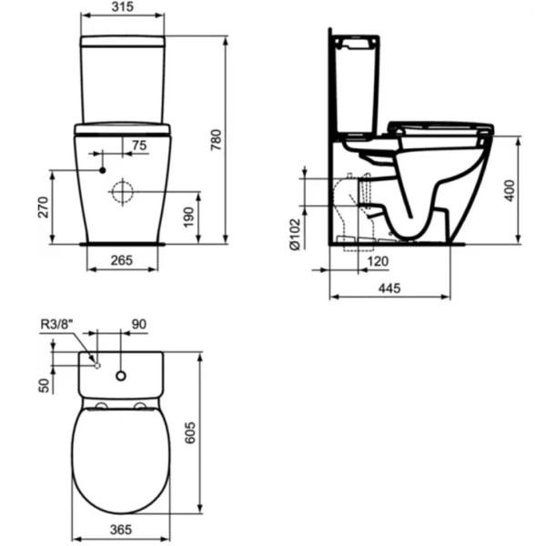 Чаша напольного унитаза Ideal Standard Connect Space E119601 белый