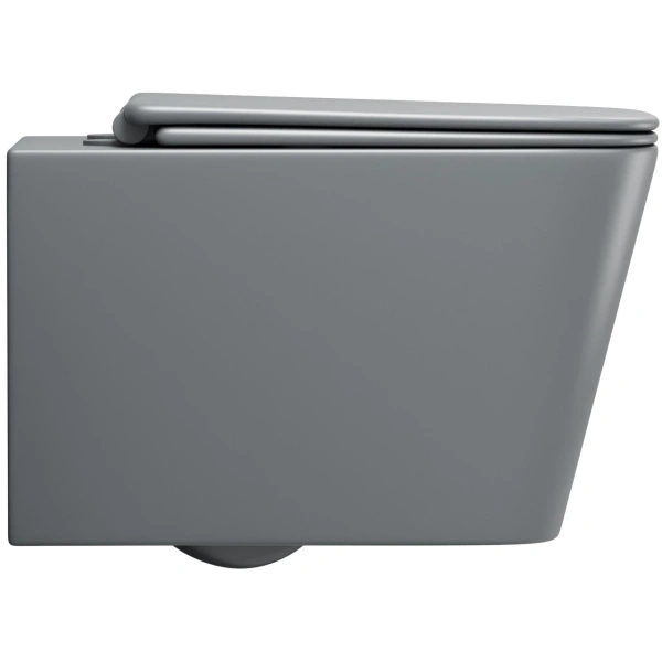 Унитаз подвесной Grossman GR-4404GMSQ безободковый, торнадо, с сиденьем микролифт, серый матовый