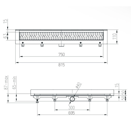 Душевой лоток Paini Klasik 750 CH750KN2