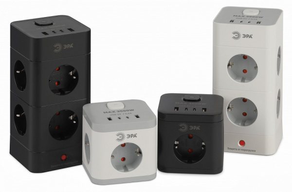 Сетевой фильтр Эра  TWR-8es-1,5m-4USB-B