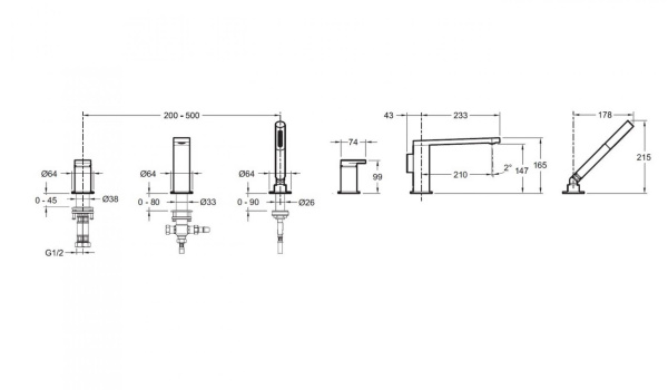 Смеситель для ванны Jacob Delafon Composed E73078-CP