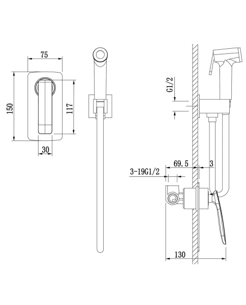 Смеситель для душа Timo Helmi 4089/00-16SM с гигиеническим душем