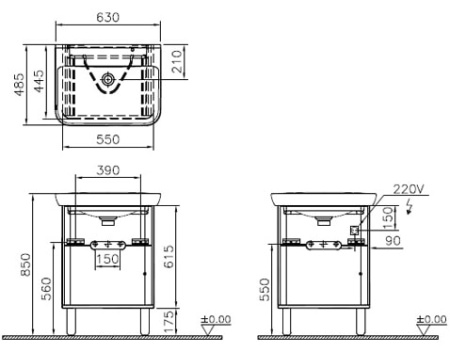 Тумба с раковиной Vitra Sento 60822