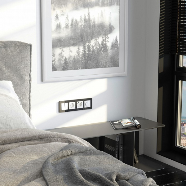 Рамка на 4 поста Werkel Elite (черный стекло) W0042448