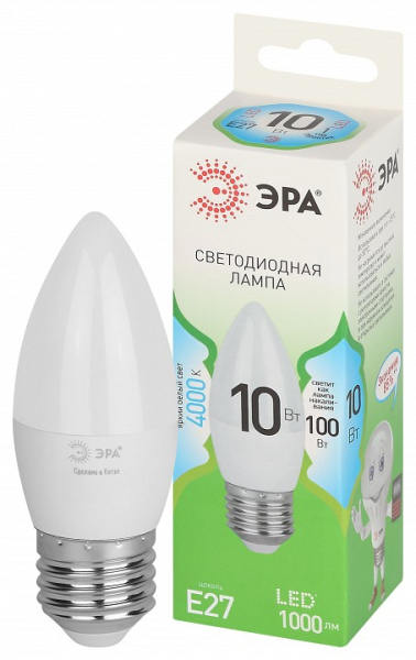 Лампа светодиодная Эра Green Line E27 10Вт 4000K LED B35-10W-840-E27 GL